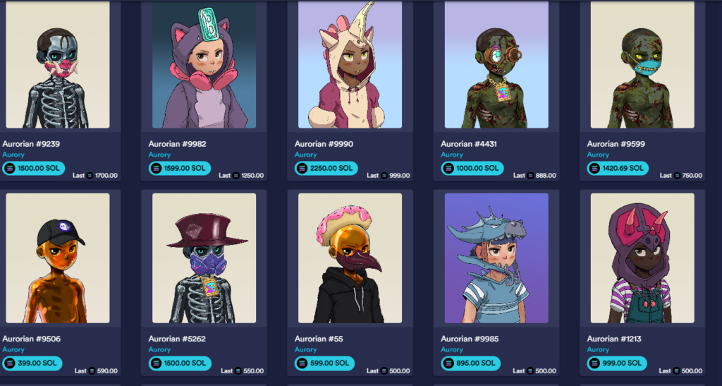 Aurory NFT Marketplace. Nguồn: gamefinity.com