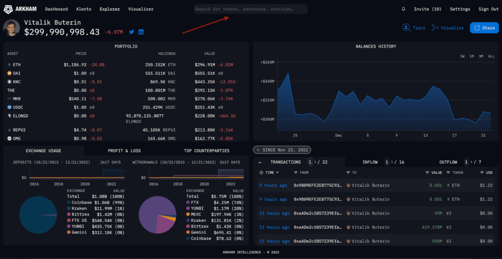 Tính năng Entity Page giúp theo dõi hoạt động của địa chỉ ví bất kỳ