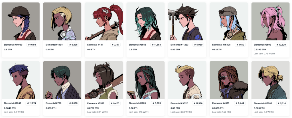 Bộ sưu tập Azuki Elementals. Nguồn: OpenSea