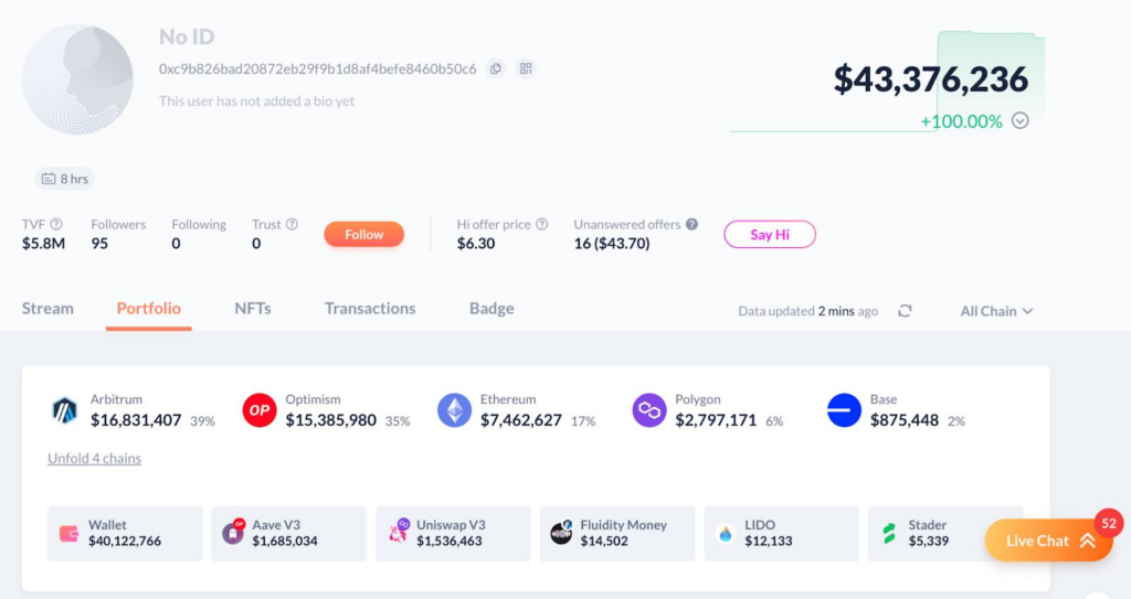 Ví lưu trữ tiền hack từ KyberSwap. Nguồn: DeBank