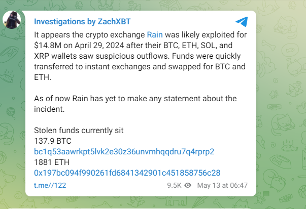 Nguồn : ZachXBT