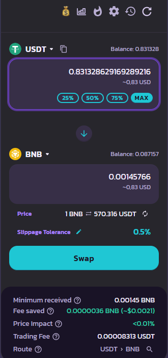 Chọn số lượng cần Swap