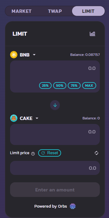 Chọn tab limit